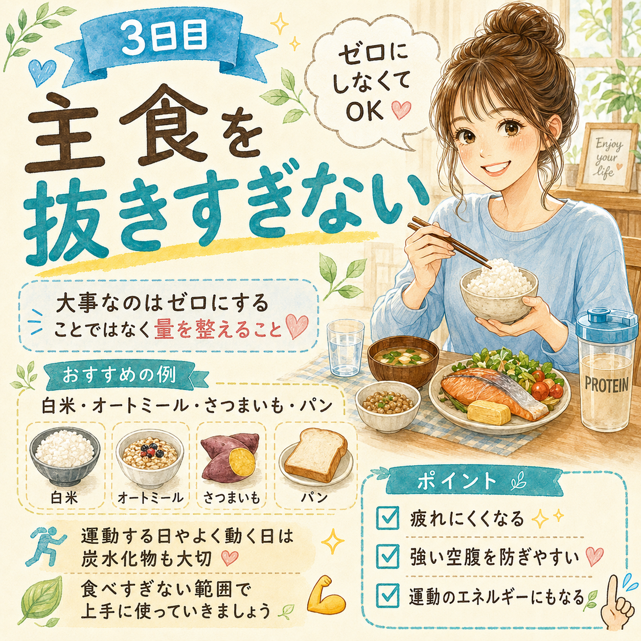 3日目 主食を抜きすぎない