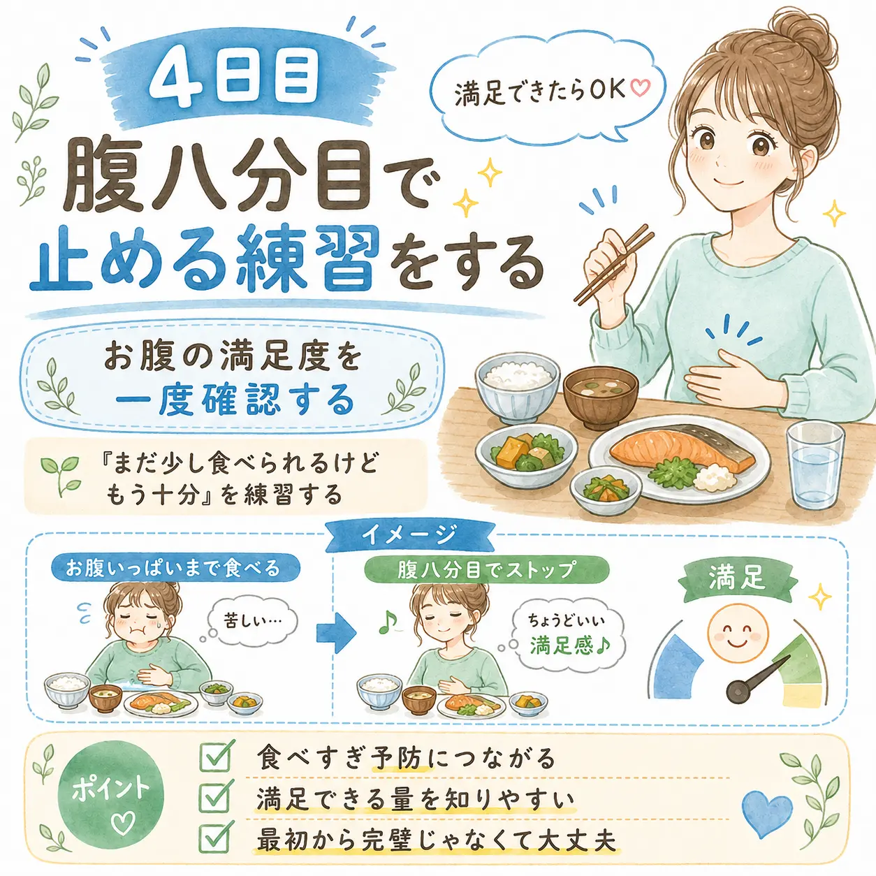 4日目 腹八分目で止める練習をする
